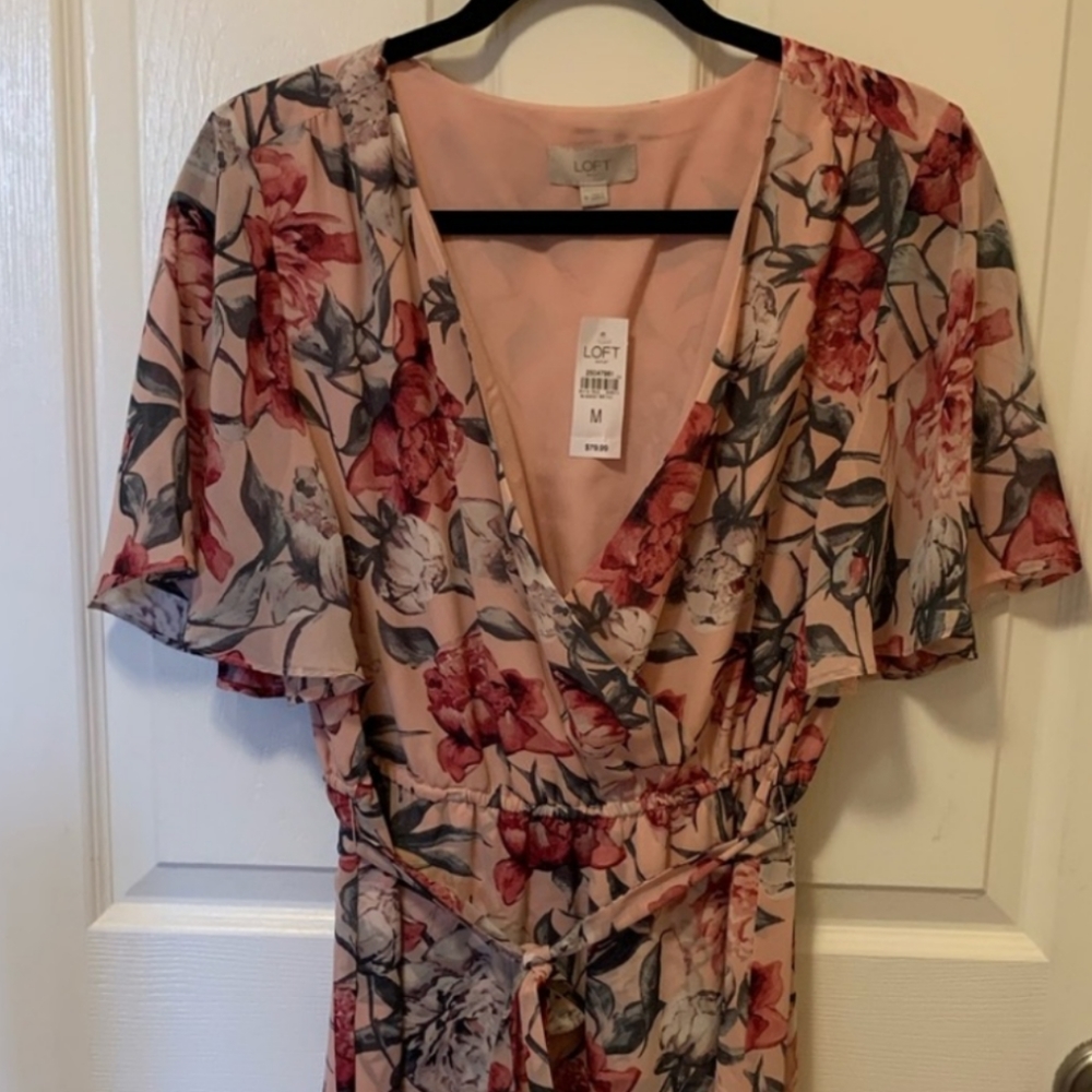 NWT LOFT Blush Floral Dress